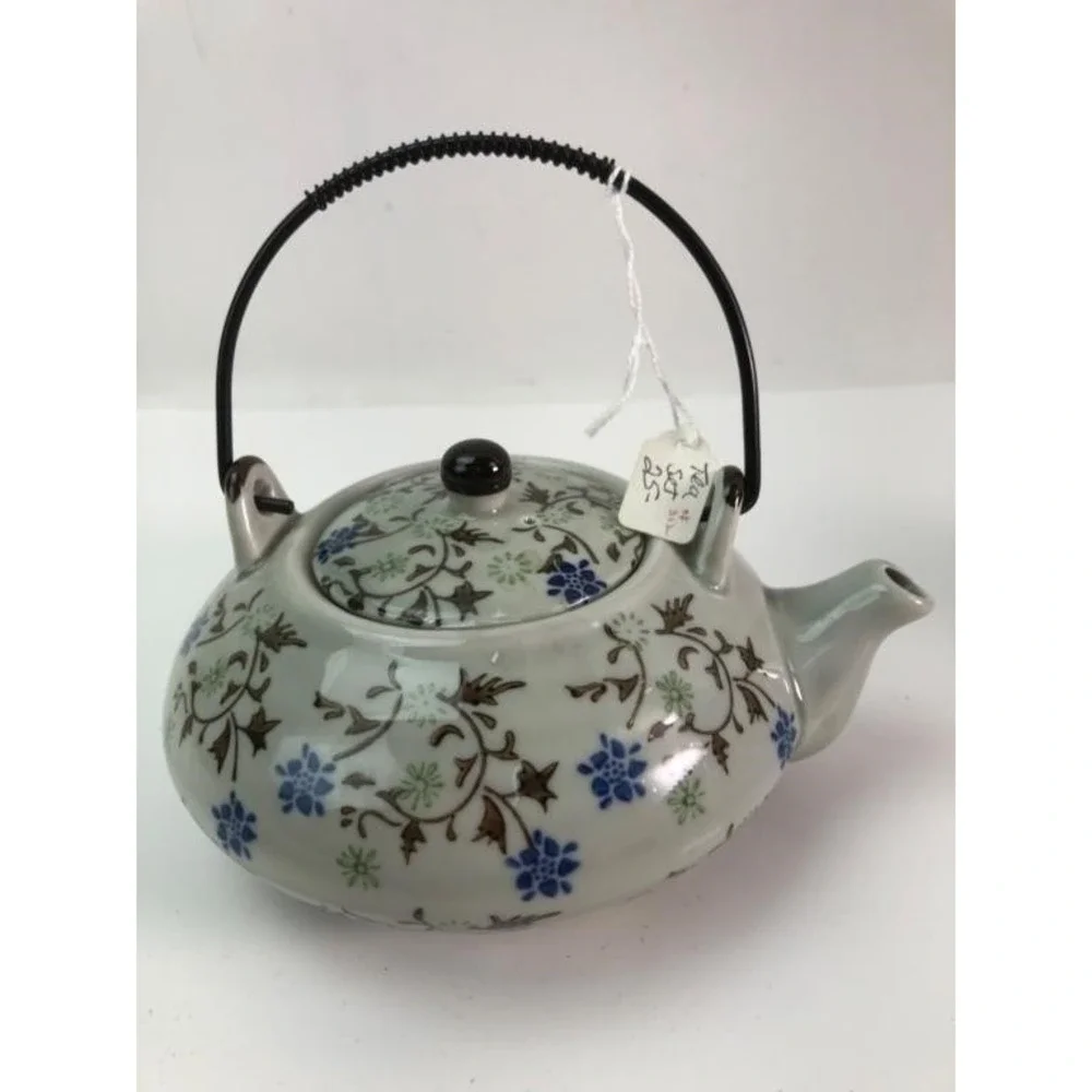 Pier 1 Imports Tomoko Hand Painted Porcelain Tea‎ Set Teapot and 4 Cups Floral